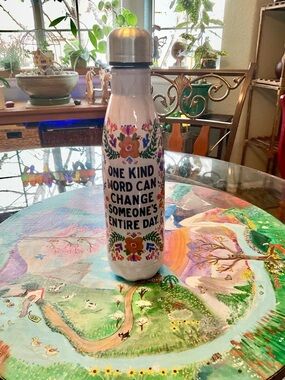 Natural Life Water Bottle with Inspirational Quote - White